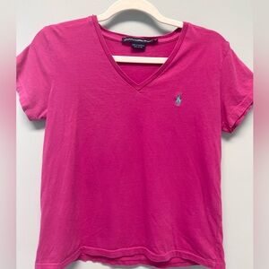 Ralph Lauren Polo Sport Women’s Fushia/Pink V Neck T-Shirt Size M
